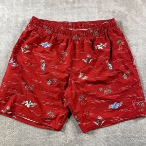 Toes on the Nose Swim Trunks Mens XL Red Hawaiian Tropical Summer Beach Resort